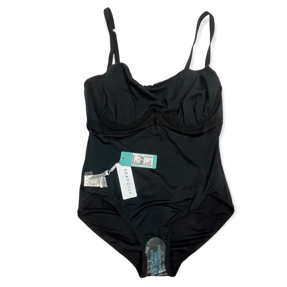 NWT! SEAFOLLY Black One Pice  Adjustable Straps Swimsuit SIZE 10 - Picture 8 of 10
